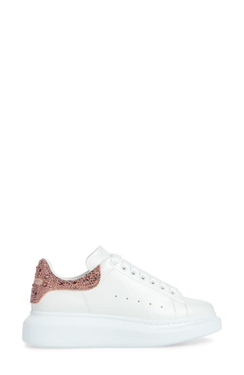 Shop Alexander Mcqueen Oversized Crystal Embellished Sneaker In White/clay