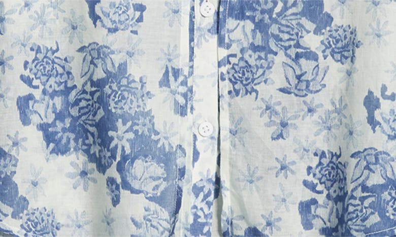 Shop Desmond & Dempsey Floataway Floral Oversize Cotton Nightgown In Blue