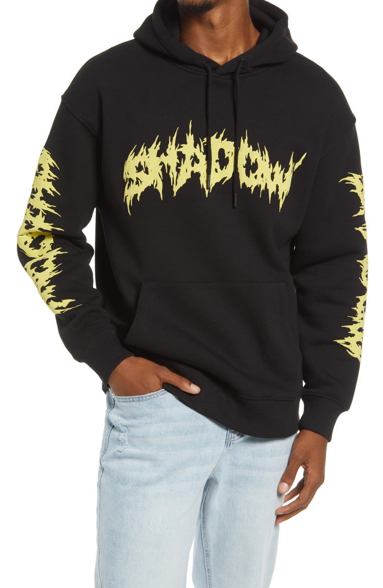 TOPMAN Shadow Hoodie, Main, color, BLACK