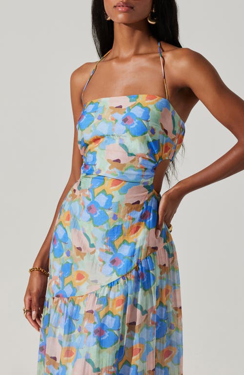 Shop Astr The Label Miaka Floral Print Maxi Dress In Blue Multi Abstract