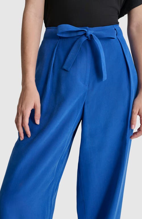Dkny Tie Front Twill Pants In Lapis Blue