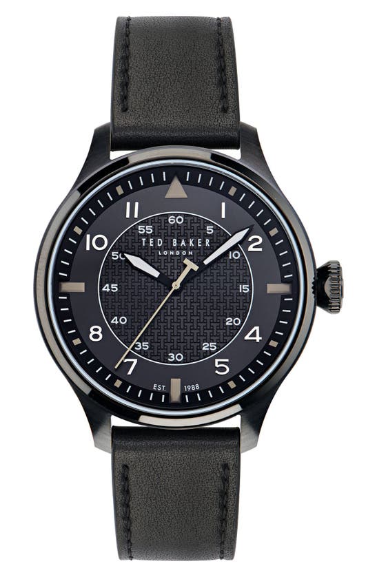 Shop Ted Baker Leather Strap Watch, 20mm In Black