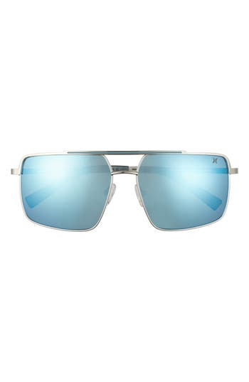 Shop Hurley Explorer 58mm Polarized Navigator Sunglasses In Silver/smoke Base