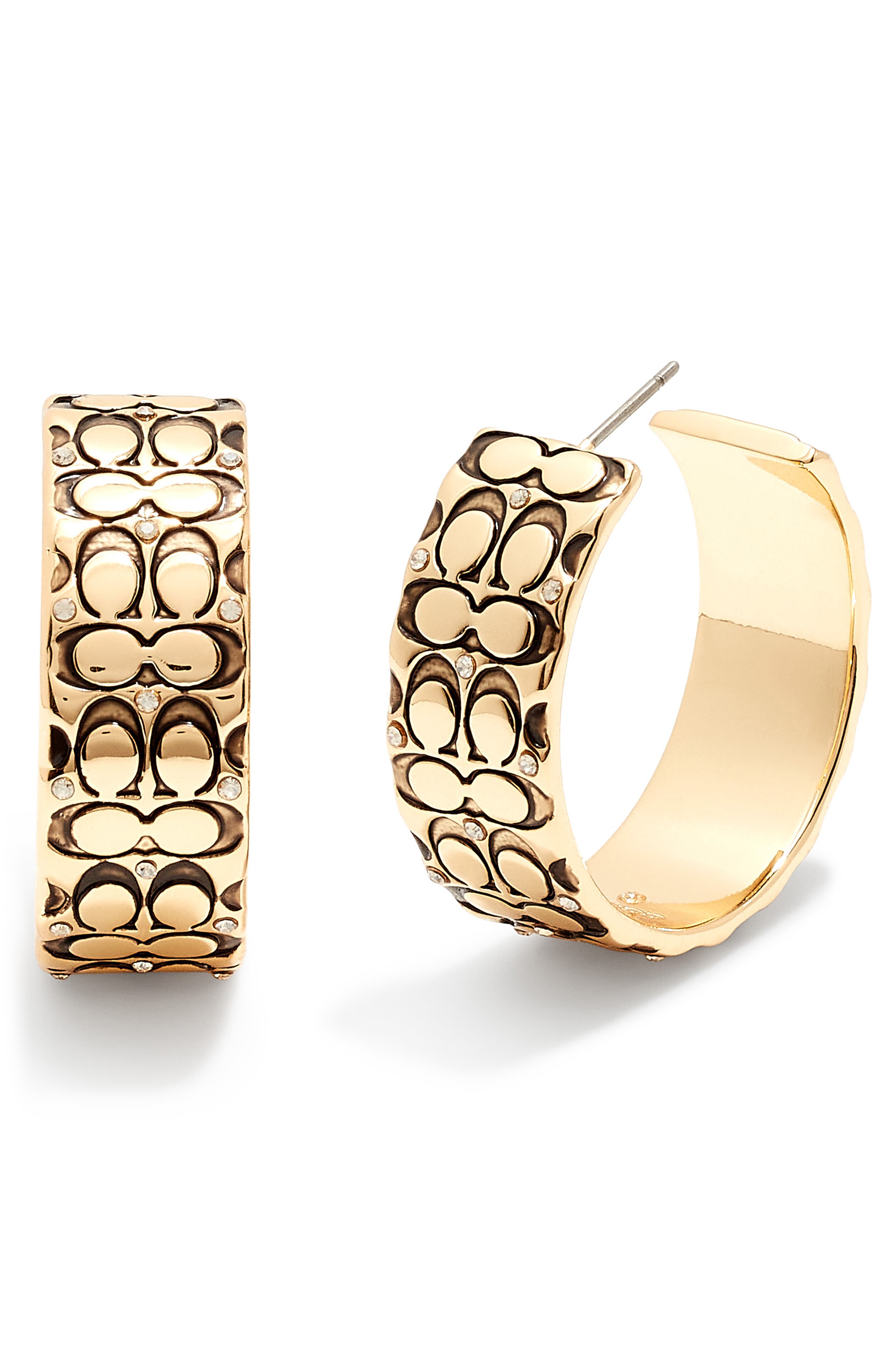 COACH Debossed Logo Hoop Earrings Nordstrom