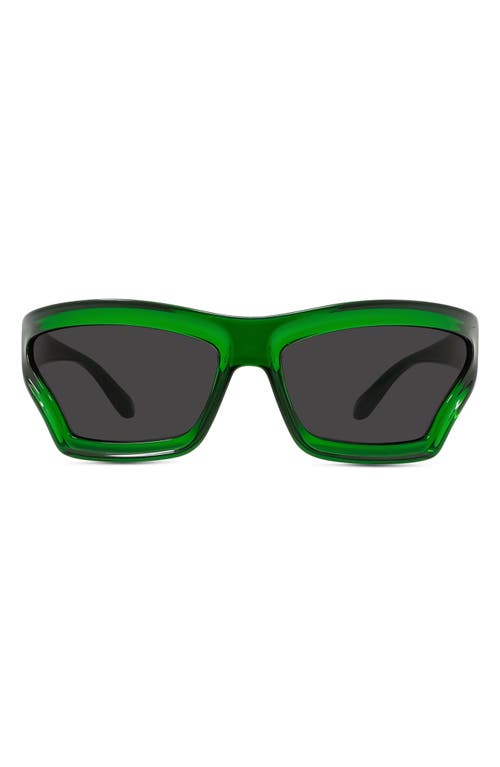 Loewe x Paula's Ibiza 70mm Oversize Mask Sunglasses in Dark Green/Other /Smoke at Nordstrom