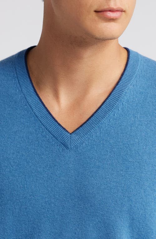 Lorenzo Uomo Tipped Merino Wool Sweater In Steel Blue