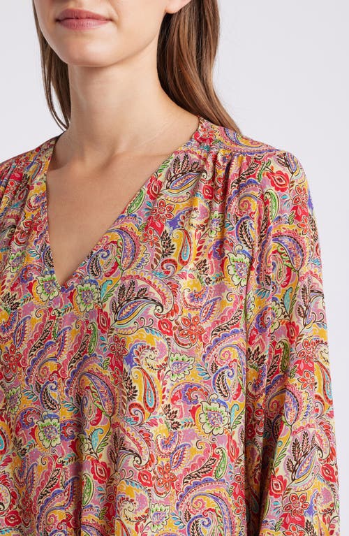 Shop Apny Print Tie Front Top In Yellow Multi