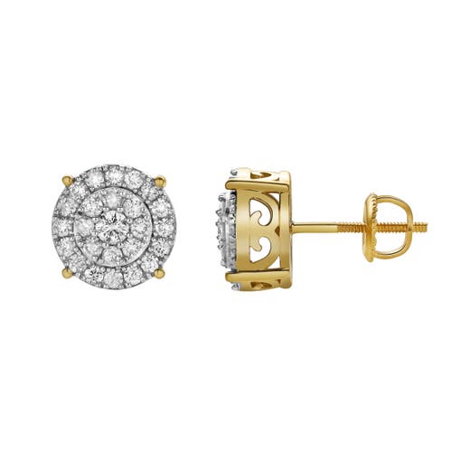 Luvmyjewelry Eirlys 10k Yellow Gold Cluster Diamond Unisex Earrings In 10k Yellow Gold