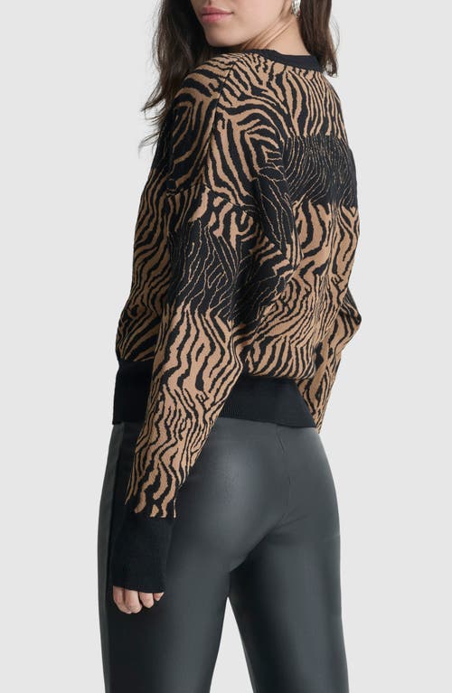 Shop Dkny Pattern Crewneck Sweater In Black/truffle