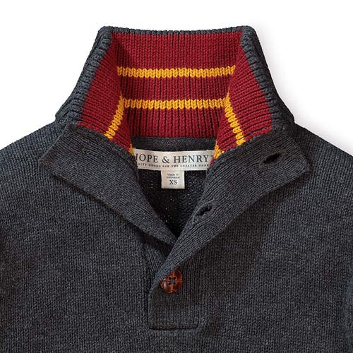 Hope & Henry Baby Boys' Mock Neck Button Placket Sweater, Infant In Dark Heather Grey