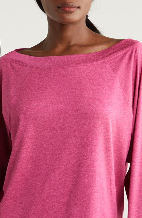 Shop Zella Restore Soft Lite Boat Neck Top In Pink Violet