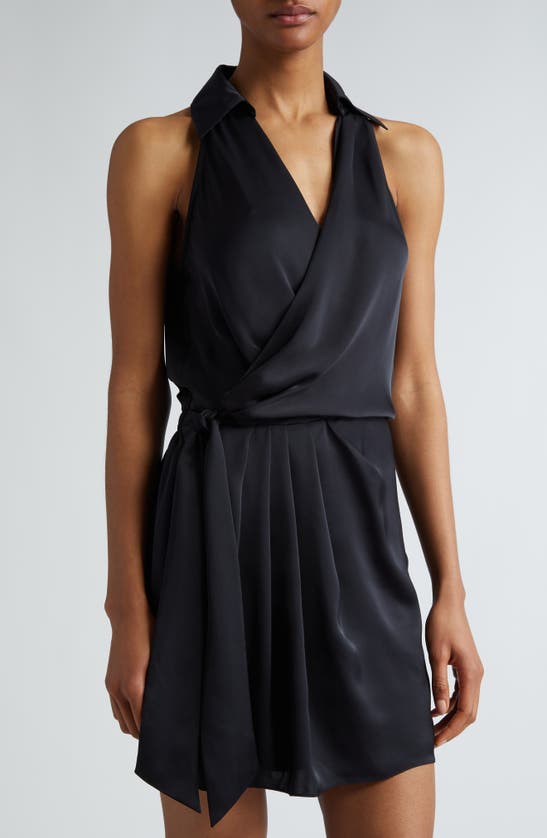 Shop Ramy Brook Nettie Sleeveless Side Tie Minidress In Black