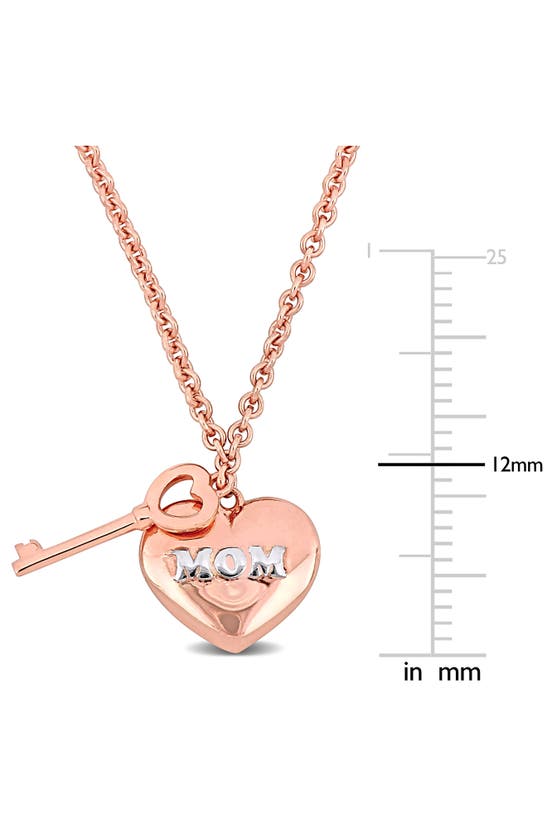 Delmar Heart & Key Charm Pendant Necklace In Rose