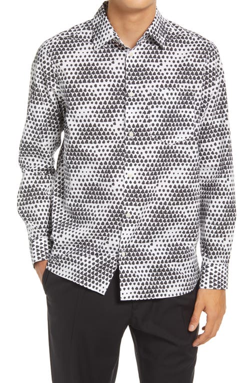 Ted Baker London Hudson Geo Tile Long Sleeve Button-Up Shirt in White at Nordstrom, Size 4
