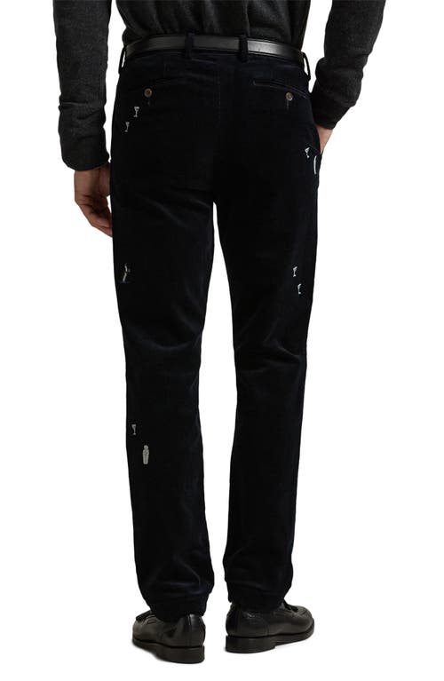 Shop Polo Ralph Lauren Martini Embroidery Stretch Cotton Corduroy Pants In Polo Black W/martini Emb