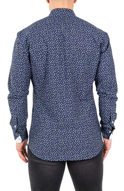 Maceoo Einstein Paisley Print Stretch Button-up Shirt In Blue