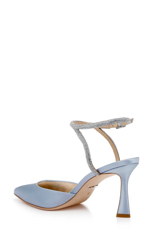 Shop Badgley Mischka Collection Kamilah Ankle Strap Pump In Azure Blue Satin