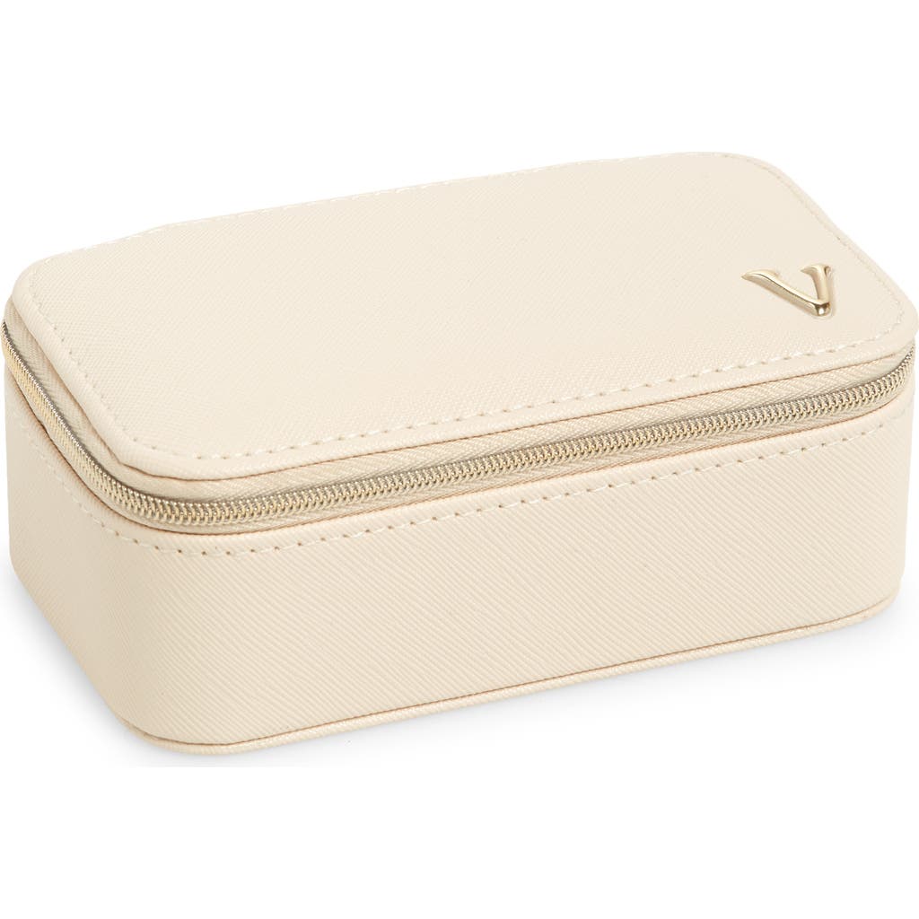 Nordstrom Initial Rectangular Jewelry Box In V- Cream- Gold