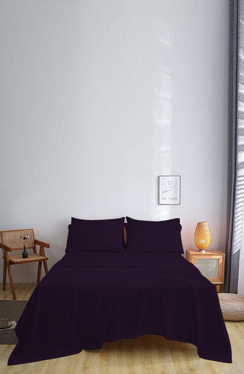 Luxury Home Brushed Microfiber Sheet Set In Eggplant