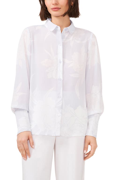 halogen(r) Floral Button-Up Shirt in Blooming Blue
