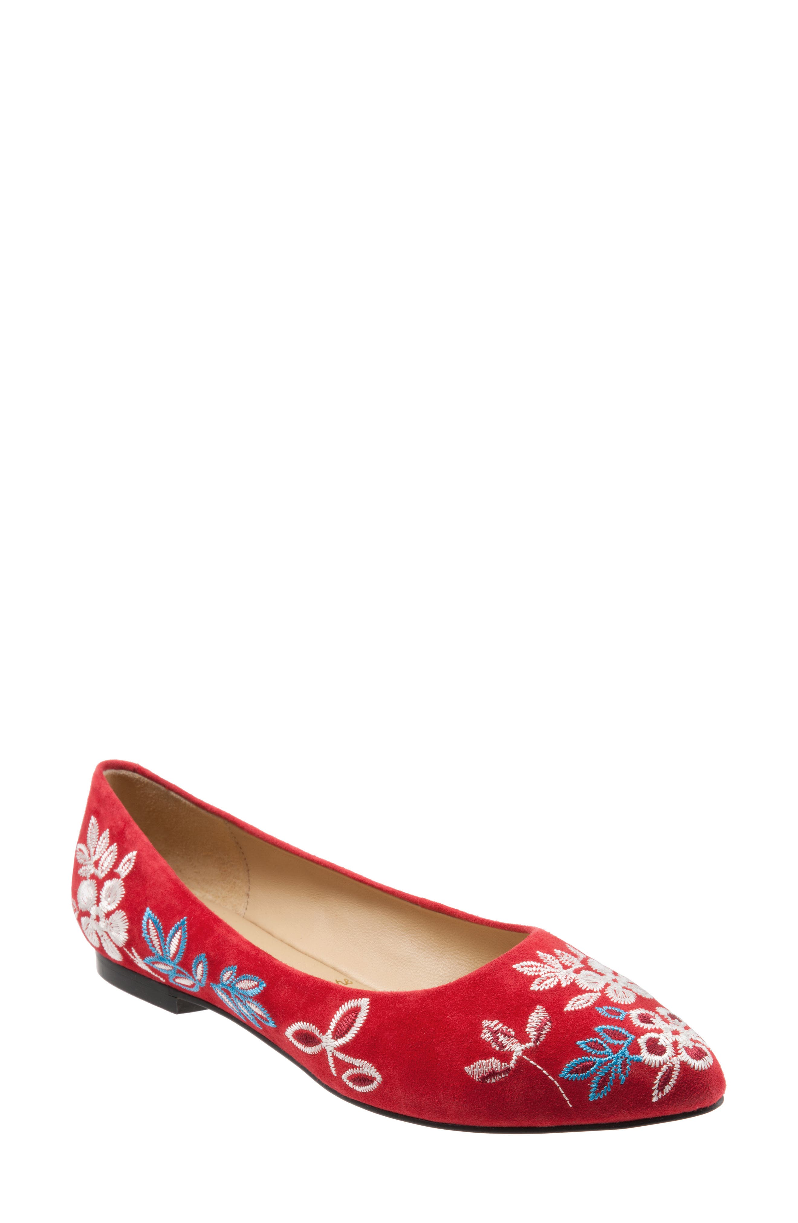 Trotters Estee Pointed Toe Flat, Red