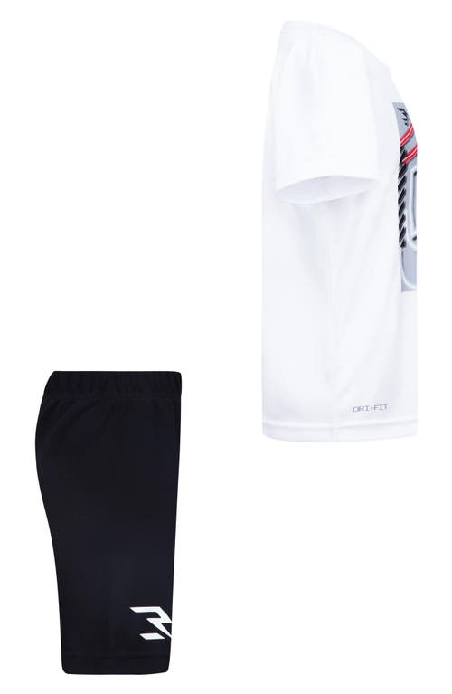 Shop 3 Brand Kids' Go Time Short Sleeve Shirt & Mesh Shorts Set In White/black