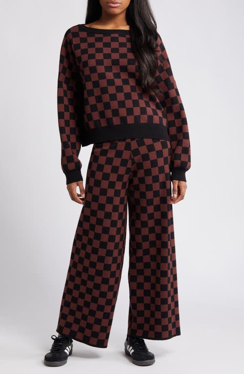 Check Sweater & Pants Set in Brown Black Check