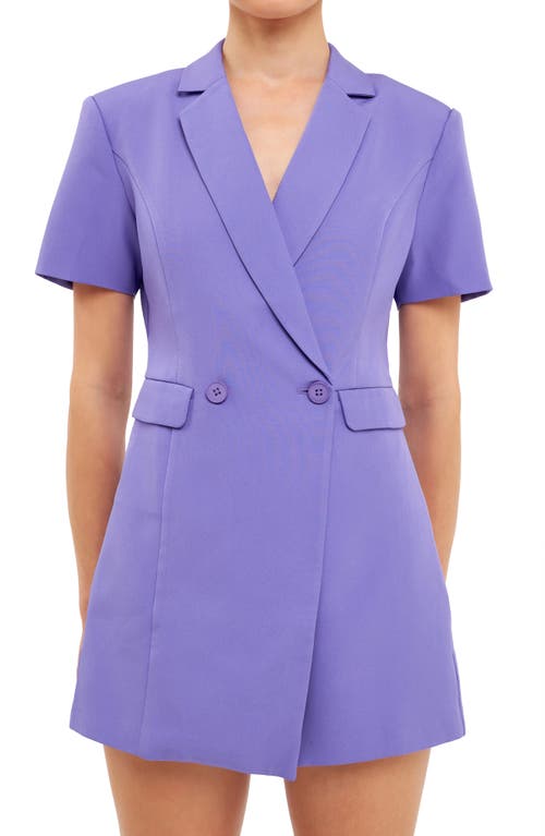 Shop Endless Rose Double Breasted Blazer Romper In Purple