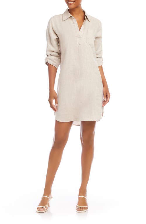 Karen Kane Long Sleeve Linen Shirtdress Oatmeal at Nordstrom