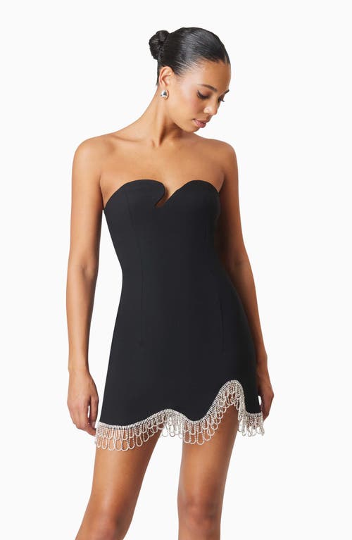 Elliatt Delia Crystal Embellished Asymmetric Strapless Party Dress In Black