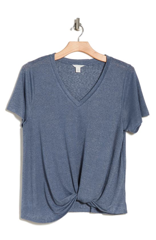 Shop Caslon ® V-neck Twist Hem T-shirt In Grey Stone