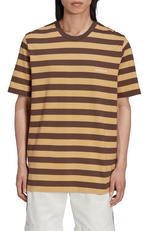 ADIDAS X NOAH Stripe Short Sleeve Cotton T-Shirt in Beige/Brown