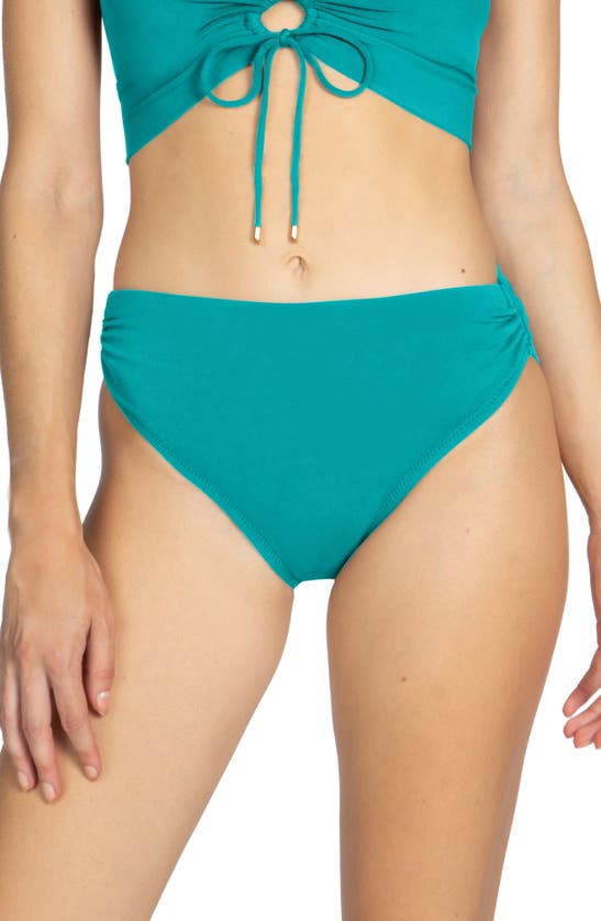 Shop Robin Piccone Aubrey High Waist Bikini Bottoms In Cyan Blue