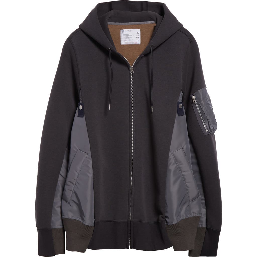 Sacai Nylon Insert Hoodie In C/grayc/gray 339