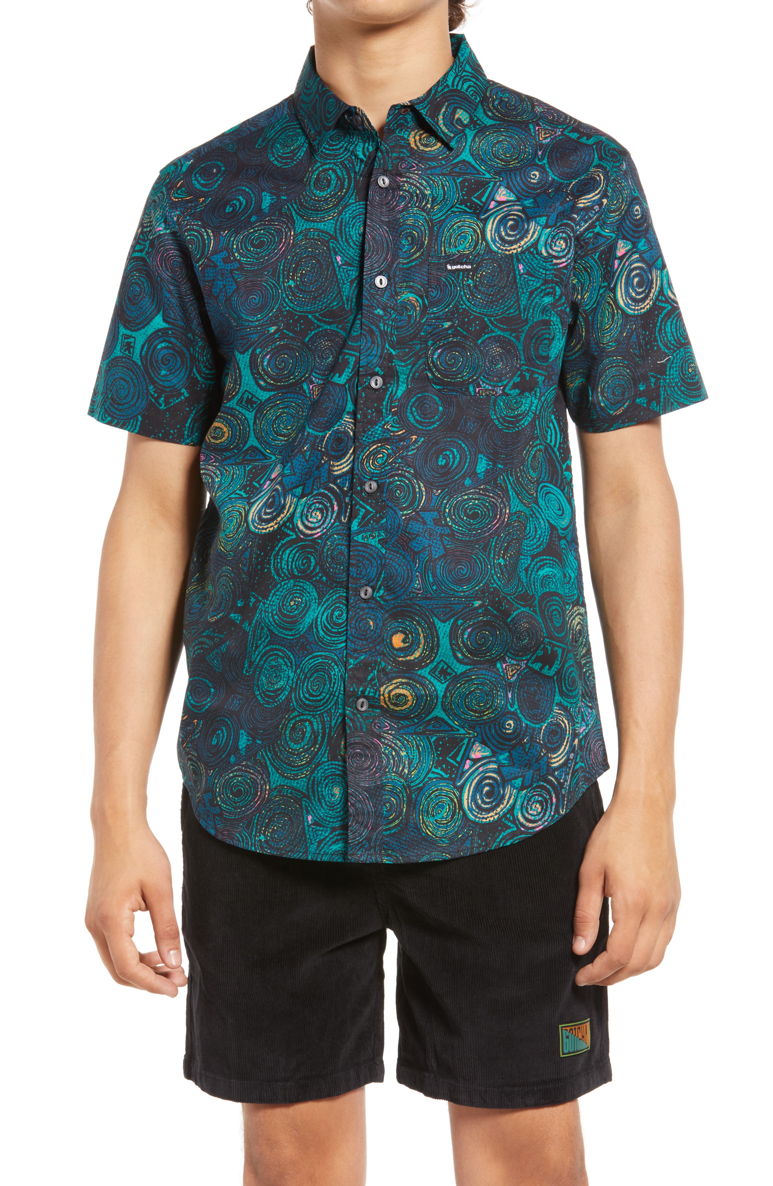 Gotcha Smithson Swirl Print Short Sleeve Button-Up Shirt