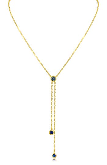 Shop Cz By Kenneth Jay Lane Cz Lariat Necklace In Multi Blue/gold