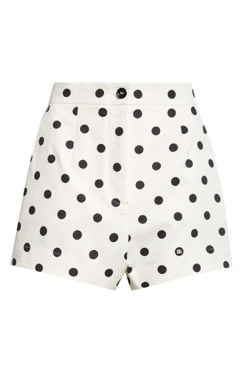 Shop Dolce & Gabbana Dolce&gabbana Polka Dot Stretch Cotton Shorts In Bianco