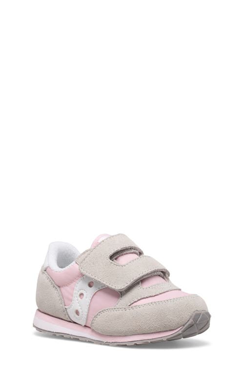 Saucony Jazz Hook & Loop Sneaker In Grey/pink/white