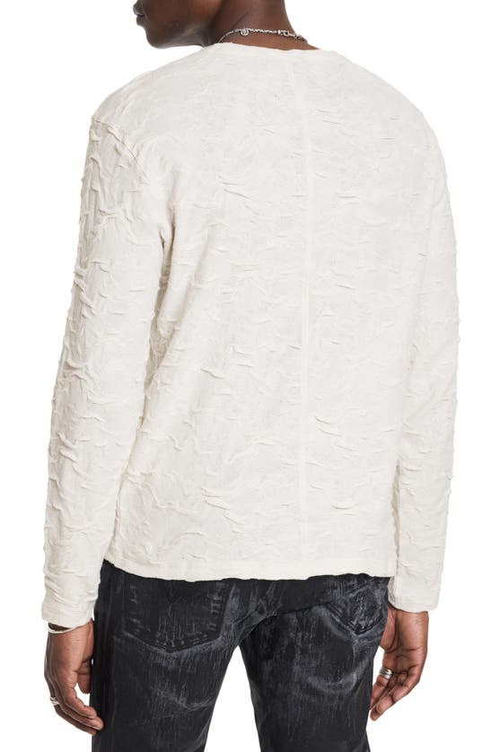Shop John Varvatos Cruzeiro Crinkle Texture Long Sleeve Cotton T-shirt In Egg Shell