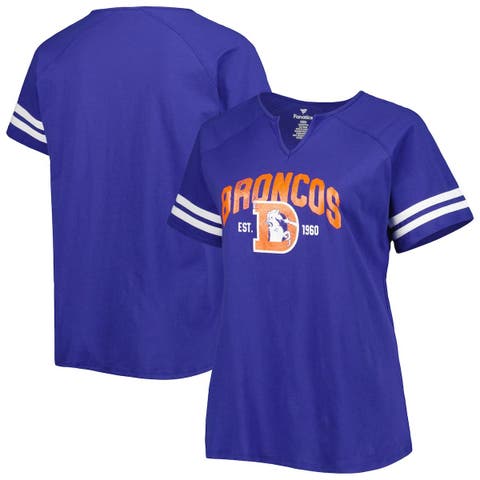 Denver Broncos G-III 4Her by Carl Banks Women's First Team Three-Quarter Sleeve Mesh T-Shirt - White/Navy, Size: Small