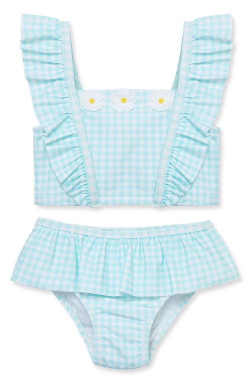 Little Me Daisy Gingham Two-Piece Swimsuit Blue at Nordstrom,