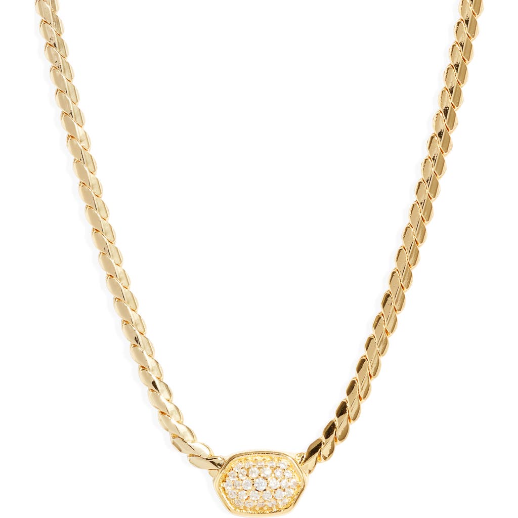 Kendra Scott Alanna Crystal Pendant Necklace In Gold White Crystal