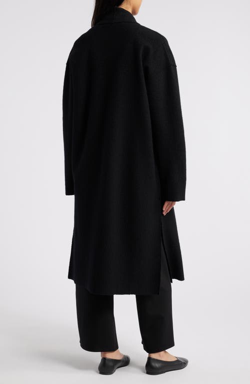 Shop Eileen Fisher High Collar Wool Felted Coat In Black