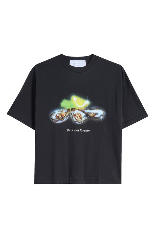 Shop Jungles Delicious Oysters Cotton Graphic T-shirt In Black