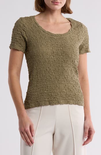 Dkny Sportswear Textured Knit T-shirt In Green