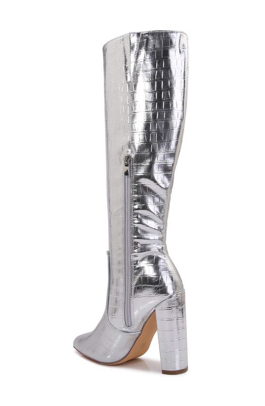 Shop Berness Aster Croc Embossed Boot In Silver