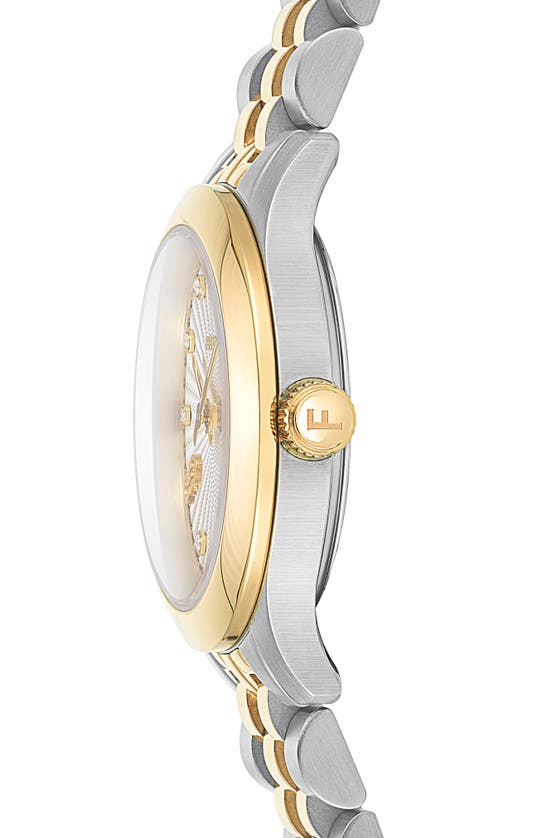 Shop Ferragamo Duo Mini Diamond Bracelet Watch, 25mm In Two Tone