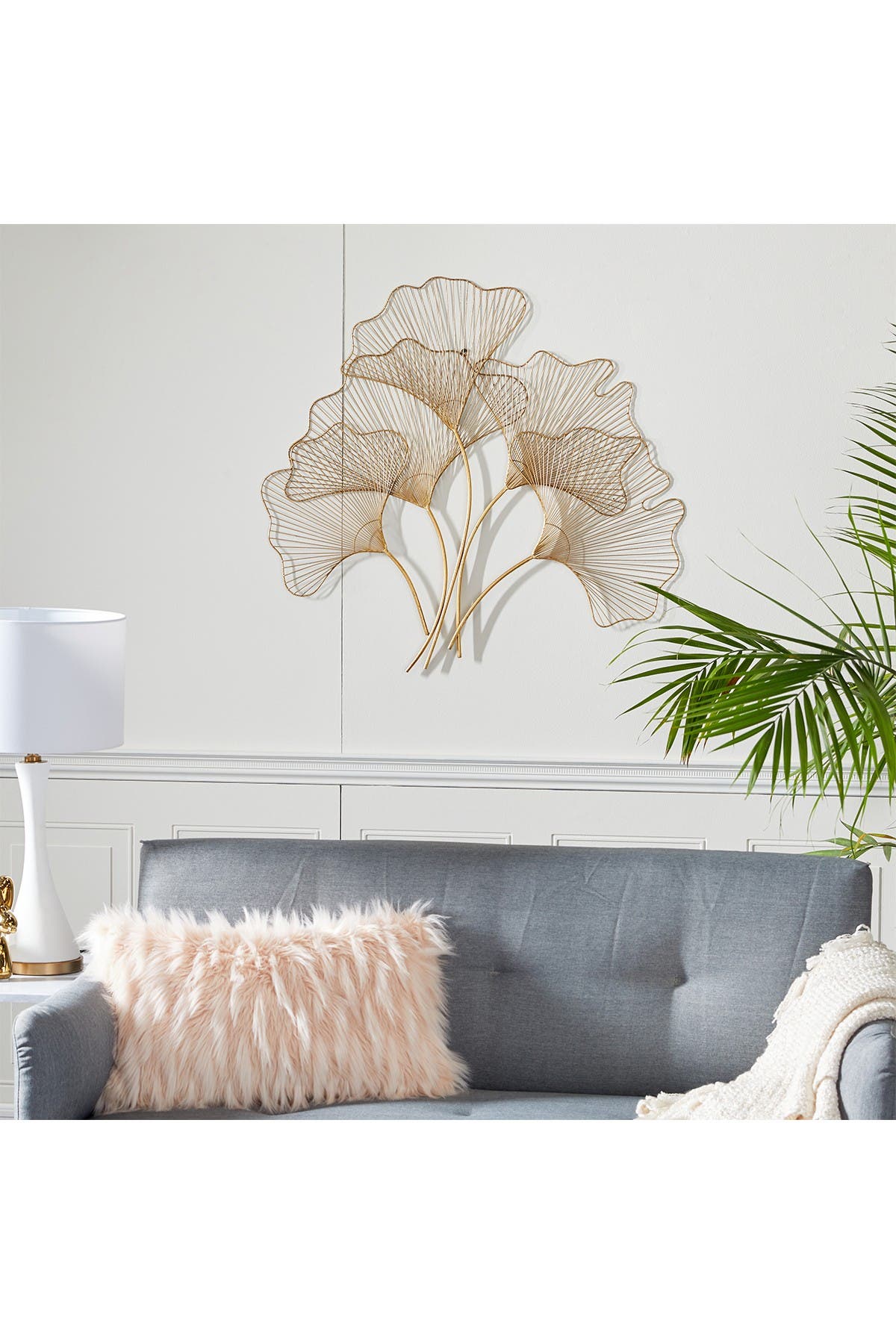 COSMO BY COSMOPOLITAN Floral Gold Metal Leaf Wall Decor 36" x 33