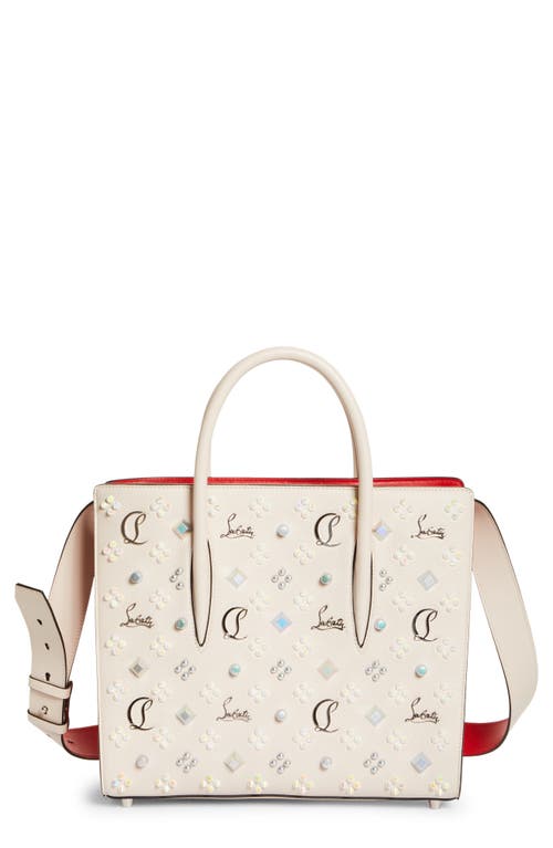 Shop Christian Louboutin Medium Paloma Studded Leather Satchel In Leche/multi