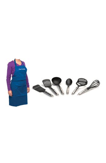 Berghoff Apron & Munich Utensil 7-piece Set In Black/blue